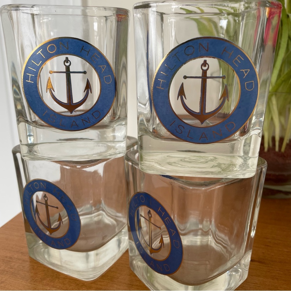 Hilton Head nautical bar rocks glasses - set of 4